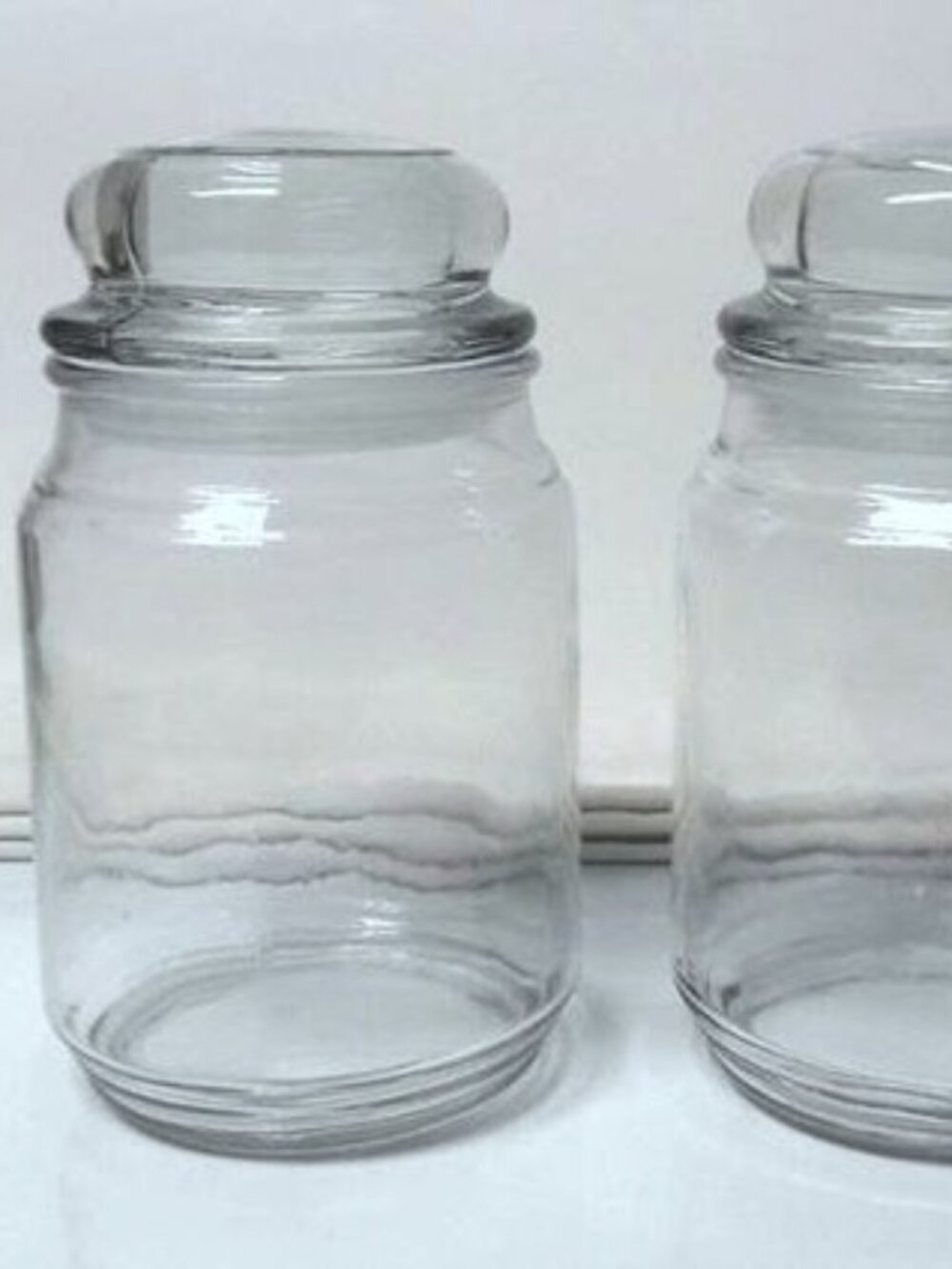 #2-LARGE 18 oz Candle JARS w/Round Bubble Lids, Clean EMPTY 18oz, Glue/Wax-Free